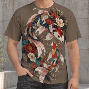 Colorful Koi Fish and Flowers for Relaxed Everyday Streetwear and Gift Giving All-over Print Unisex T-shirt