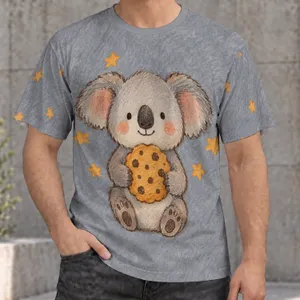 Cute Koala Holding Cookie for Casual Everyday Outings and Cozy Relaxed Weekends All-over Print Unisex T-shirt