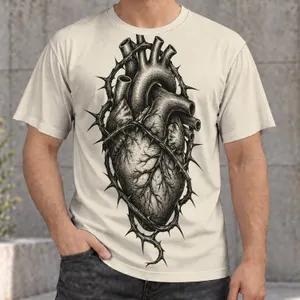 Thorn-Wrapped Anatomical Heart for Alternative Everyday Style and Gothic Art Fans All-over Print Unisex T-shirt