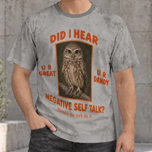 Owl Encouragement Quote for Everyday Positivity and Self-Care for Teens and Adults All-over Print Unisex T-shirt