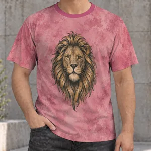 Golden Lion Head Linework For Travel, Summer Days And Casual Everyday Wear Unisex All-over Print Unisex T-shirt