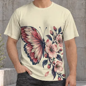 Blush Butterfly and Cherry Blossoms for Spring Days and Nature Lovers All-over Print Unisex T-shirt