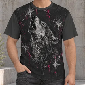 Howling Wolf and Mystical Stars for Outdoor Adventures and Everyday Wear All-over Print Unisex T-shirt
