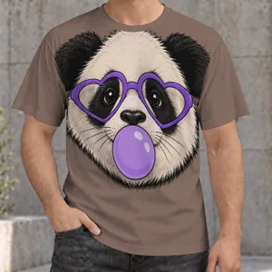 Panda Heart Glasses Bubblegum Cute Casual Style for Teens and Adults Everyday Wear All-over Print Unisex T-shirt