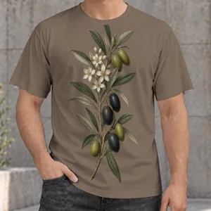 Olive Branch Botanical Motif for Relaxed Everyday Wear and Nature-Loving Adult Style All-over Print Unisex T-shirt