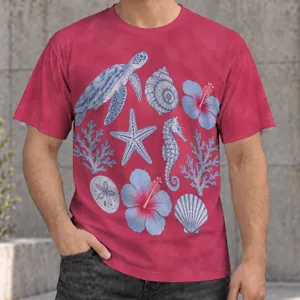 Ocean Turtle And Hibiscus Art For Beach Days And Casual Coastal Style For Teens And Adults All-over Print Unisex T-shirt