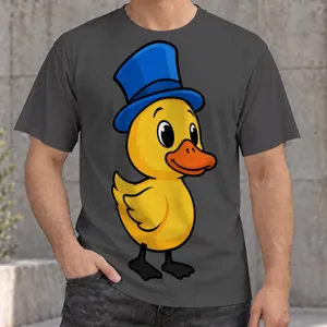 Cute Yellow Duck in Blue Top Hat for Casual Days and Outdoor Adventures for Teens All-over Print Unisex T-shirt