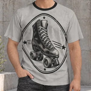 Vintage Quad Roller Skate Emblem for Rink Nights and Street Cruising Skate Fans All-over Print Unisex T-shirt