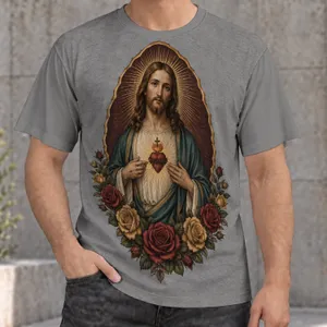 Sacred Heart and Roses for Faithful Everyday Wear and Thoughtful Gifts for All All-over Print Unisex T-shirt
