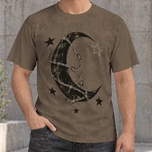 Crescent Moon And Barbed Wire Night Sky For Alternative Casual Everyday Wear Gift All-over Print Unisex T-shirt