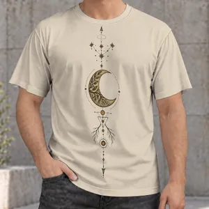 Crescent Moon Celestial Totem for Everyday Bohemian Style and Outdoor Wear Unisex All-over Print Unisex T-shirt