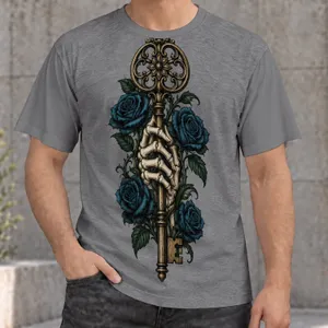 Gothic Skeleton Hand And Teal Roses For Dark Romantic Everyday Streetwear Fans All-over Print Unisex T-shirt