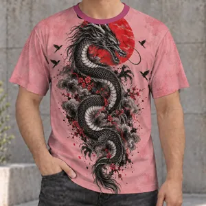 Black Dragon And Red Sun Art For Bold Streetwear And Everyday Casual Style All-over Print Unisex T-shirt