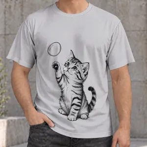 Playful Kitten Chasing a Bubble for Everyday Casual Style and Cat Lover Gifts All-over Print Unisex T-shirt