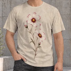 Vintage Daisy Stem Floral Botanical for Everyday Outdoor Style and Festival Gift Wear All-over Print Unisex T-shirt