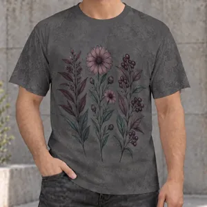 Mauve Botanical Wildflower Sprigs for Everyday Nature-Loving Casual Style All-over Print Unisex T-shirt