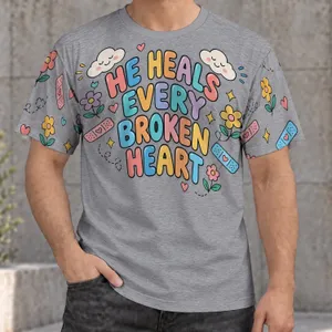 Healing Heart Pastel Motifs for Everyday Encouragement and Casual Gift Giving All-over Print Unisex T-shirt