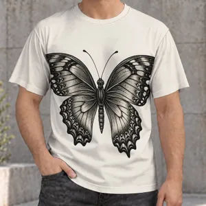 Black Engraved Butterfly Motif for Everyday Nature Lovers and Alternative Style Fans All-over Print Unisex T-shirt