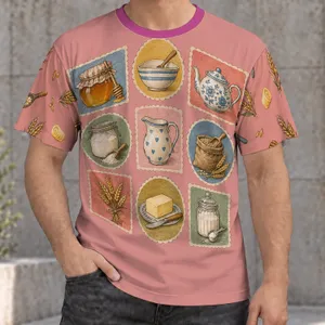 Vintage Kitchen Ingredients Collage for Cozy Baking Days and Home Cooks All-over Print Unisex T-shirt