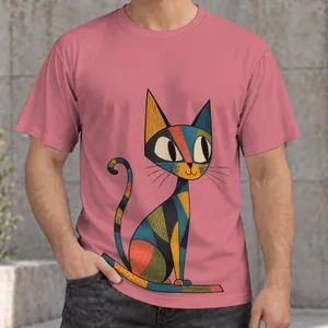 Colorful Geometric Cat for Everyday Style and Feline-Loving Gift Seekers All-over Print Unisex T-shirt