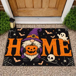 Halloween Gnome With Pumpkin Home Decor for Spooky Seasonal Entryways Doormat