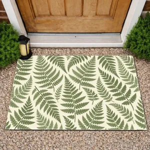 Sage Green Fern Fronds for a Calm Botanical Entryway and Nature-Inspired Home Style Doormat