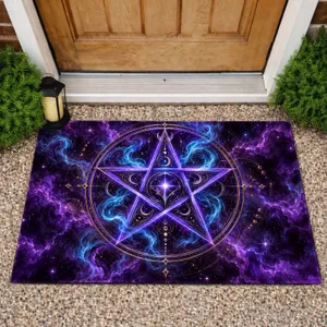 Mystic Purple Pentagram for Gothic Home Decor and Occult-Inspired Living Spaces Doormat