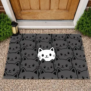 Black And White Cat Faces For Cozy Pet-Loving Homes And Playful Everyday Spaces Doormat