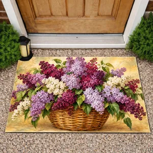 Abundant Purple Lilac Basket Blooms for Cottage Garden Entryways and Springtime Homes Doormat