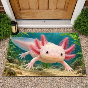 Pink Axolotl Aquarium Scene for Cheerful Entryway Style and Aquatic Animal Lovers Doormat