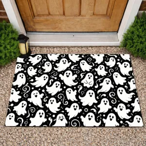 Black And White Cute Ghosts For A Playful Halloween Home, Spooky Season Fans Doormat