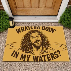 Curly-Haired Water Watcher Portrait for Lake House Entryways and Coastal Homes Doormat