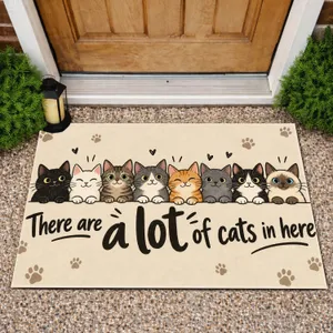 Eight Curious Cats And Playful Home Saying For Cat Lovers And Cozy Everyday Entryways Doormat
