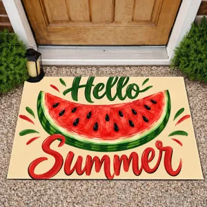 Watermelon Hello Summer Art for Sunny Seasonal Home Decor and Cheerful Summer Days Doormat