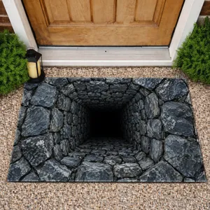 Blue Stone Pathway Illusion for Dramatic Entryways and Contemporary Interior Style Doormat