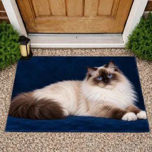 Blue-Eyed Ragdoll Cat Portrait for Cozy Living Spaces and Cat-Loving Households Doormat