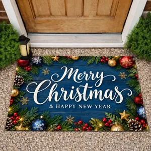 Blue Pine Christmas Ornaments for Merry Holiday and Festive New Year Cheer Doormat