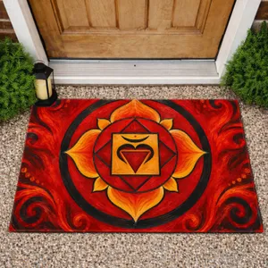 Root Chakra Mandala For Grounding And Mindful Living In Peaceful Spiritual Spaces Doormat