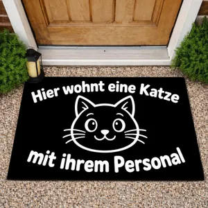 German Cat Face And Witty Saying For Cat Lover Home Entryways And Feline Households Doormat