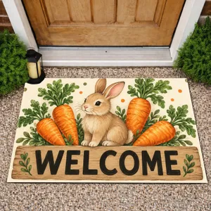 Carrot And Bunny Easter Welcome With Cheerful Springtime Charm For Bunny Lovers Doormat