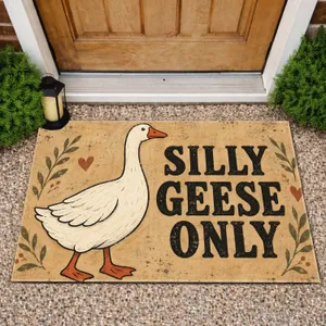 Silly White Goose With Bold Retro Lettering For Quirky Farmhouse Entryway Style Lovers Doormat