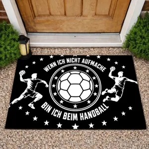 German Handball Ball And Player Motif For Sports Fans And Active Household Pride Doormat