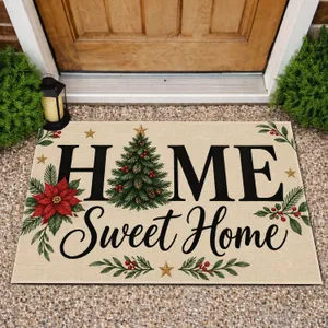 Christmas Tree HOME Sweet Home Holiday Entryway Decor for Cozy Seasonal Living Doormat