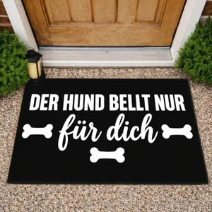 German Dog Barking Saying With Bone Accents for Pet Lovers and Dog Owner Households Doormat