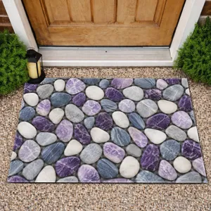 Purple Gemstone Pebble Mosaic for Calm Modern Entryways and Spa-Inspired Interiors Doormat