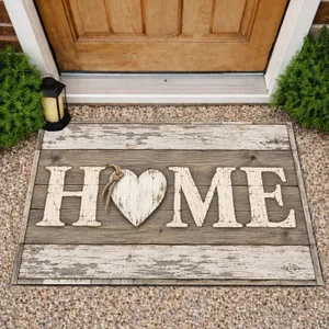 Rustic HOME Heart Wood Plank Entryway Style For Cozy Farmhouse Living Doormat
