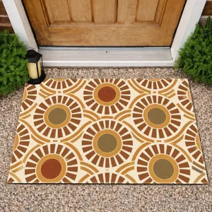 Earthy Sunburst Medallions for Relaxed Outdoor Living and Welcoming Patio Style Doormat