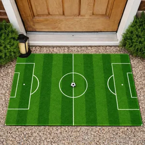 Soccer Field With Center Ball For Match Day And Sports Fans Doormat