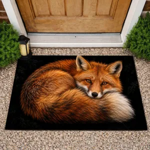 Resting Red Fox Wildlife Scene For Rustic Woodland Home Decor Doormat