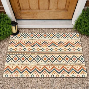 Colorful Bohemian Geometric Bands for Cozy Modern Homes and Eclectic Everyday Living Doormat